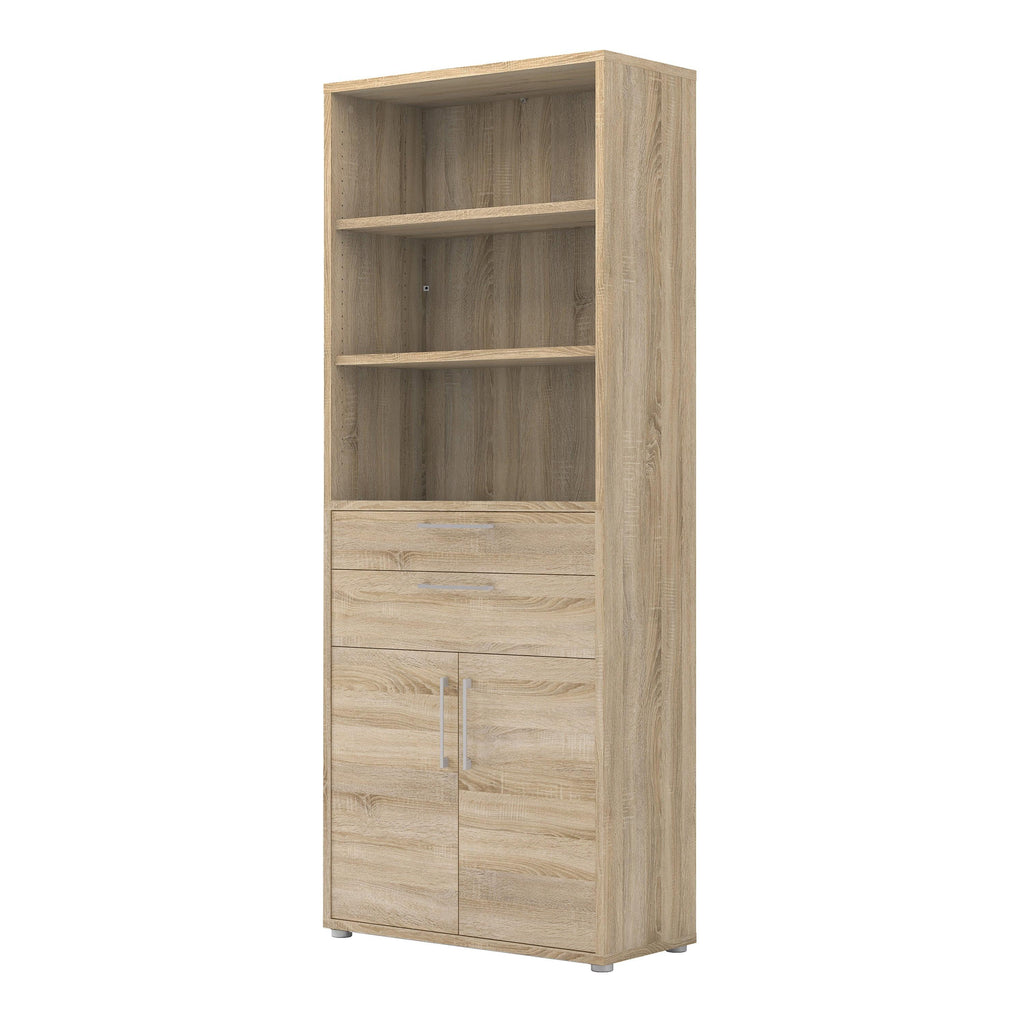 Prima Bookcase 3 Shelves with 2 Drawers 2 Doors in Oak - image 3