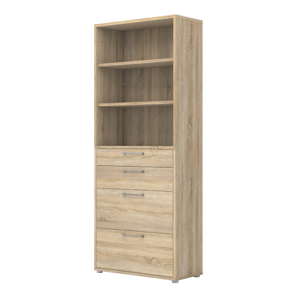 Prima Bookcase 2 Shelves with 2 Drawers 2 File Drawers in Oak - image 3