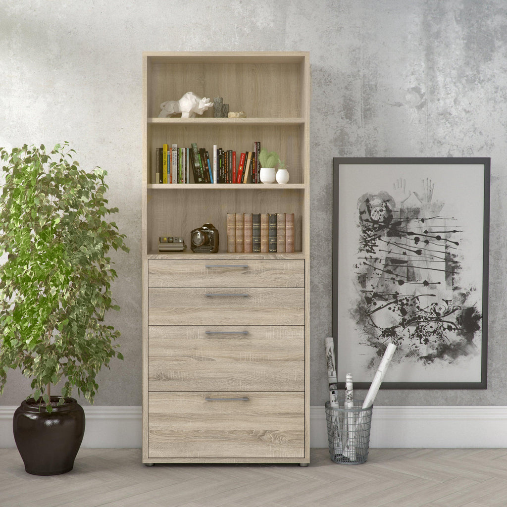 Prima Bookcase 2 Shelves with 2 Drawers 2 File Drawers in Oak - image 4