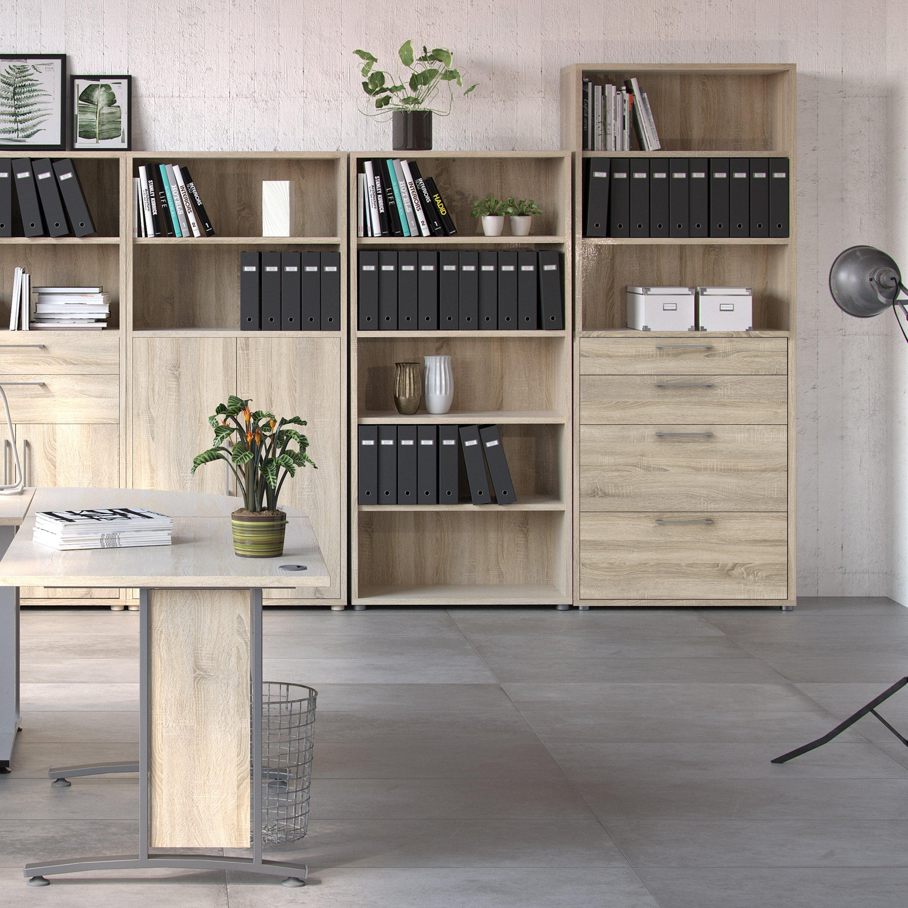 Prima Bookcase 2 Shelves with 2 Drawers 2 File Drawers in Oak - image 5