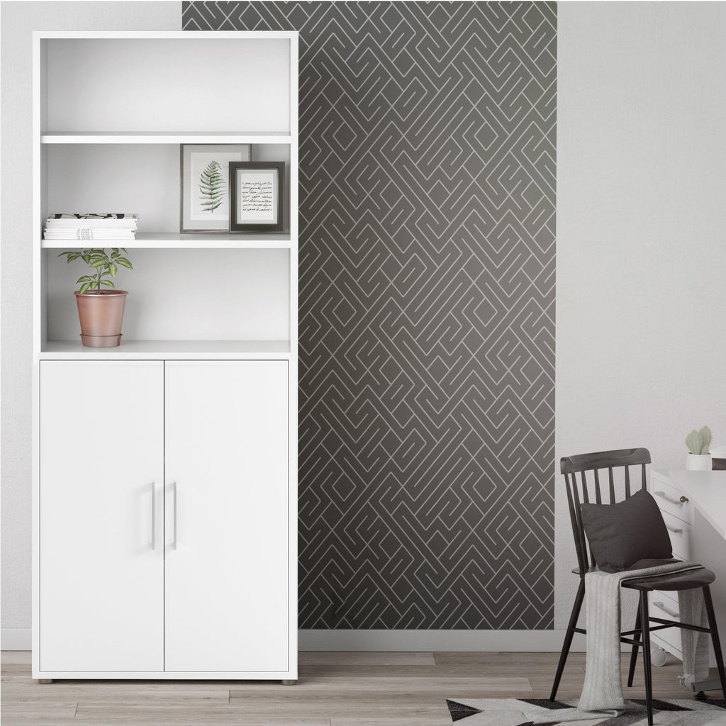 Prima Bookcase 4 Shelves with 2 Doors in White - image 4