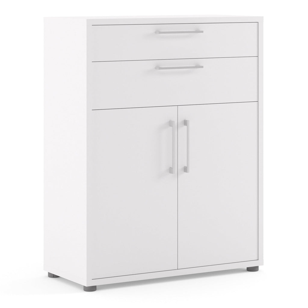 Prima Bookcase 1 Shelf with 2 Drawers 2 Doors in White