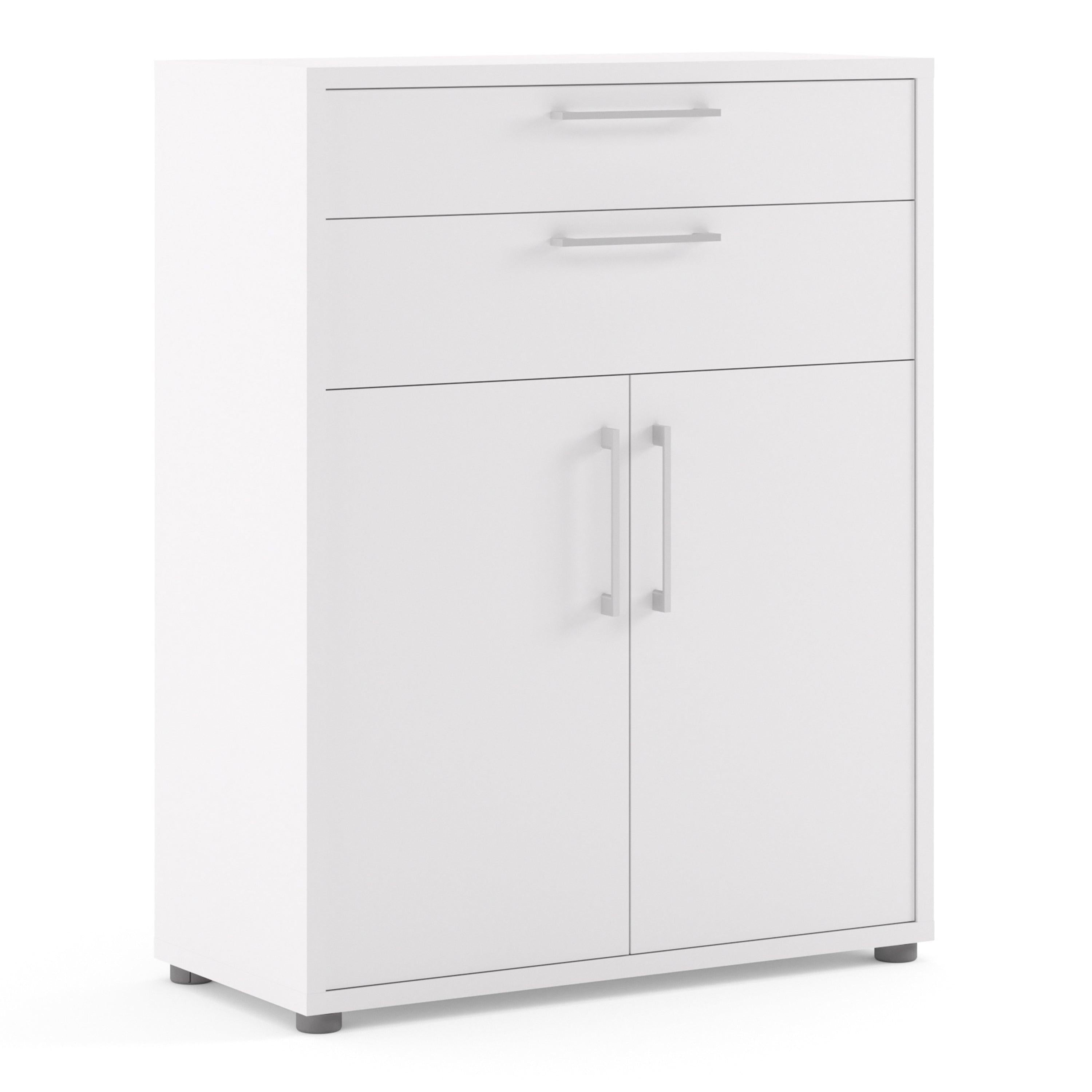 Prima Bookcase 1 Shelf with 2 Drawers 2 Doors in White