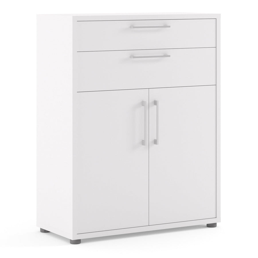 Prima Bookcase 1 Shelf with 2 Drawers 2 Doors in White