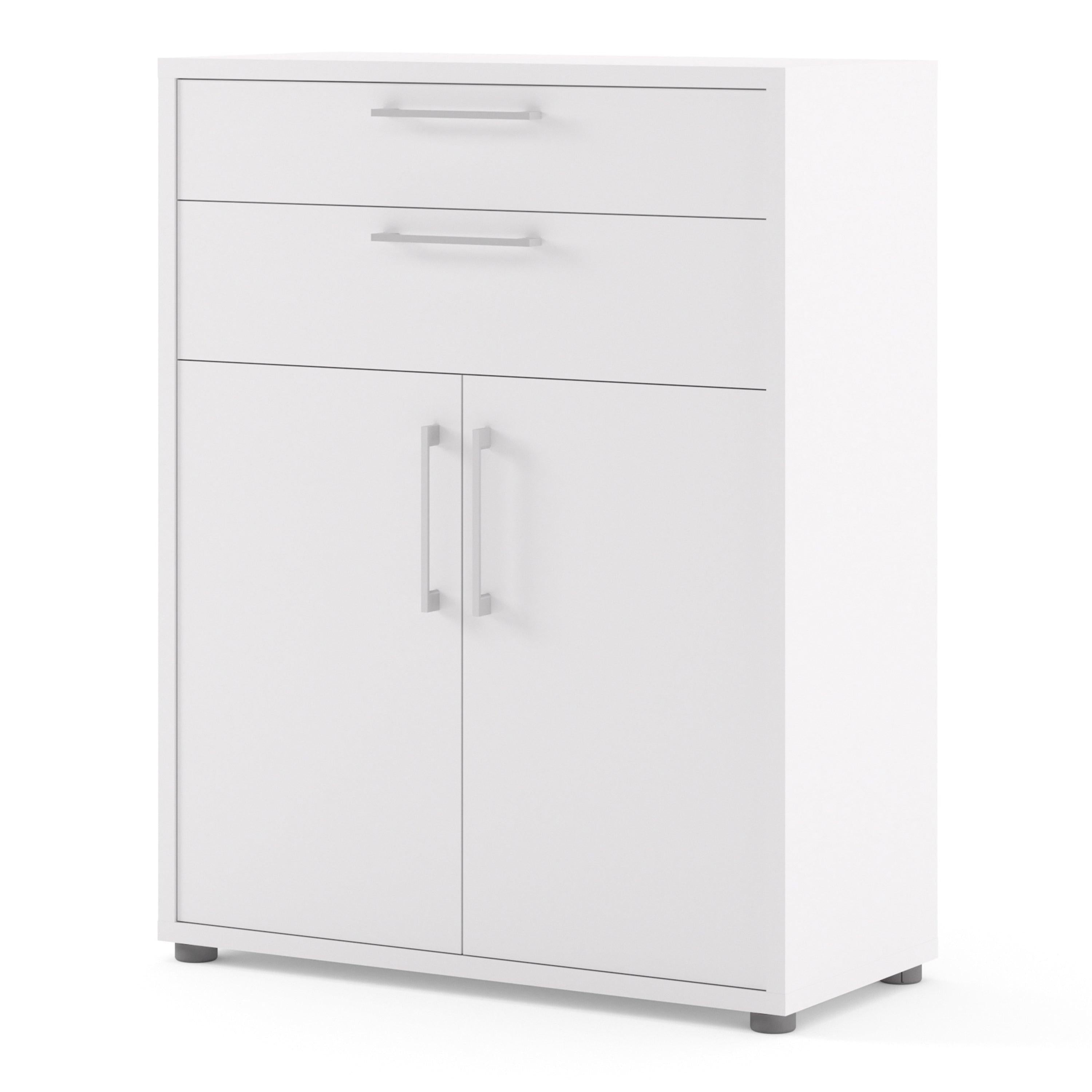 Prima Bookcase 1 Shelf with 2 Drawers 2 Doors in White - image 3