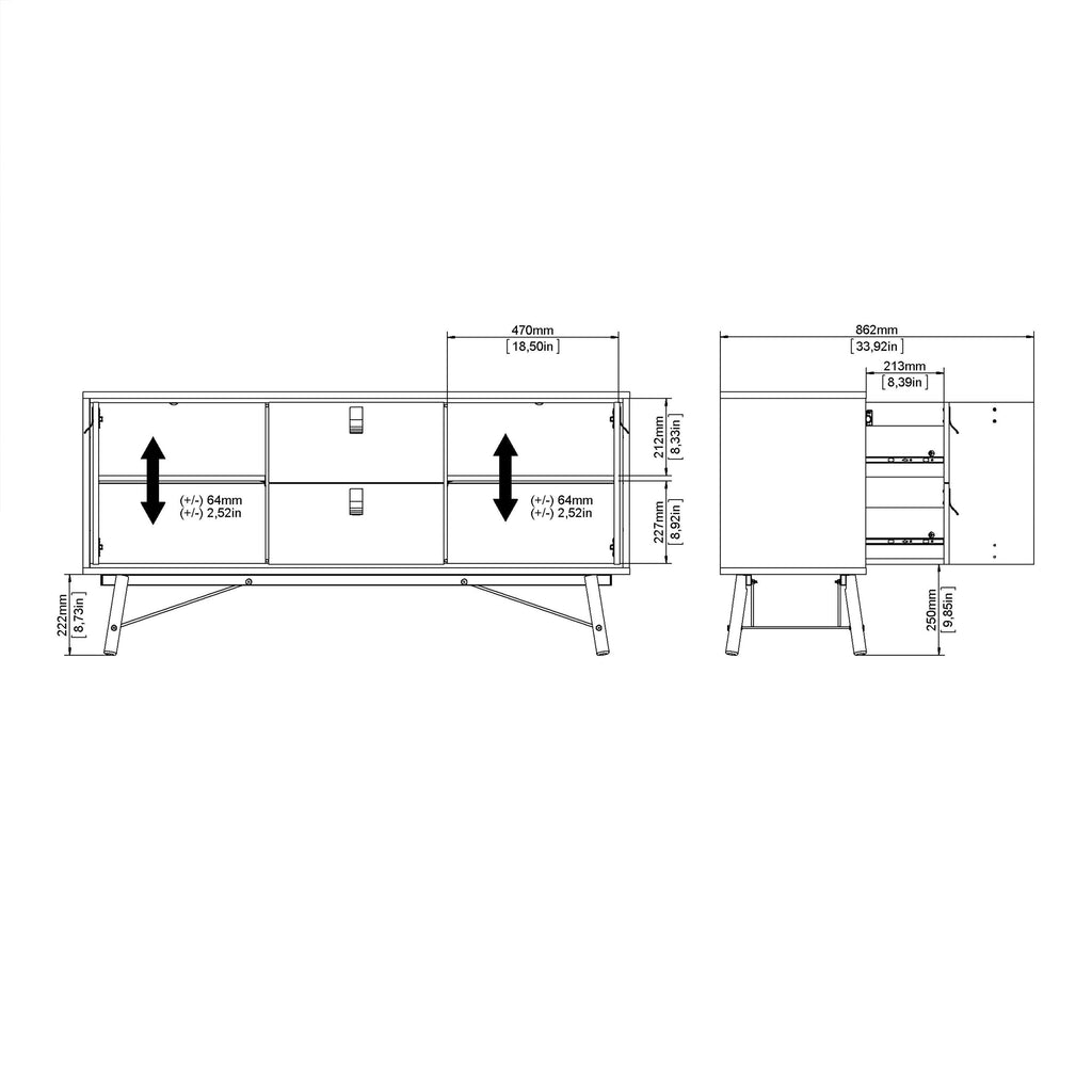 Ry Sideboard 2 Doors 2 Drawers in Matt Black Walnut - image 11