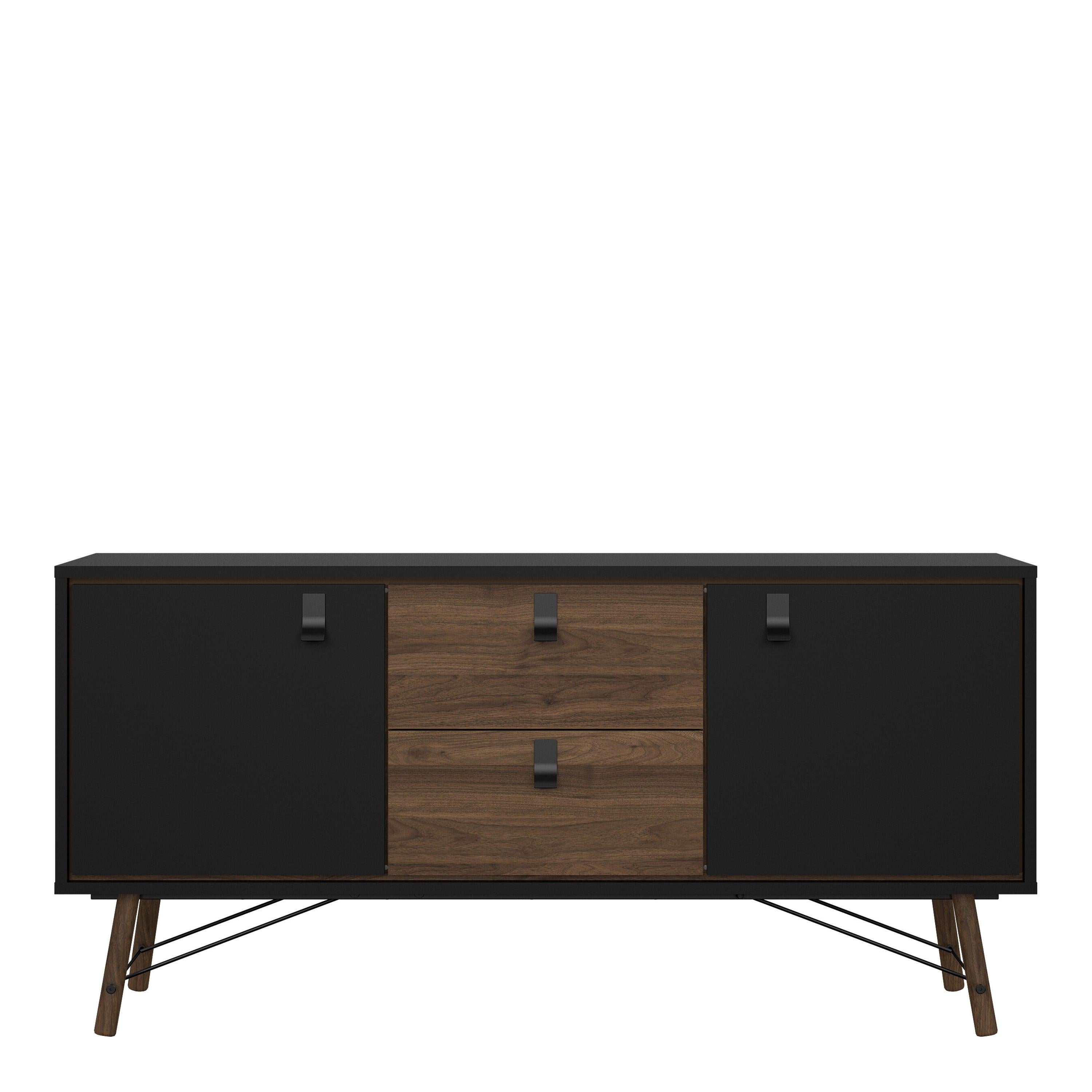 Ry Sideboard 2 Doors 2 Drawers in Matt Black Walnut - image 2