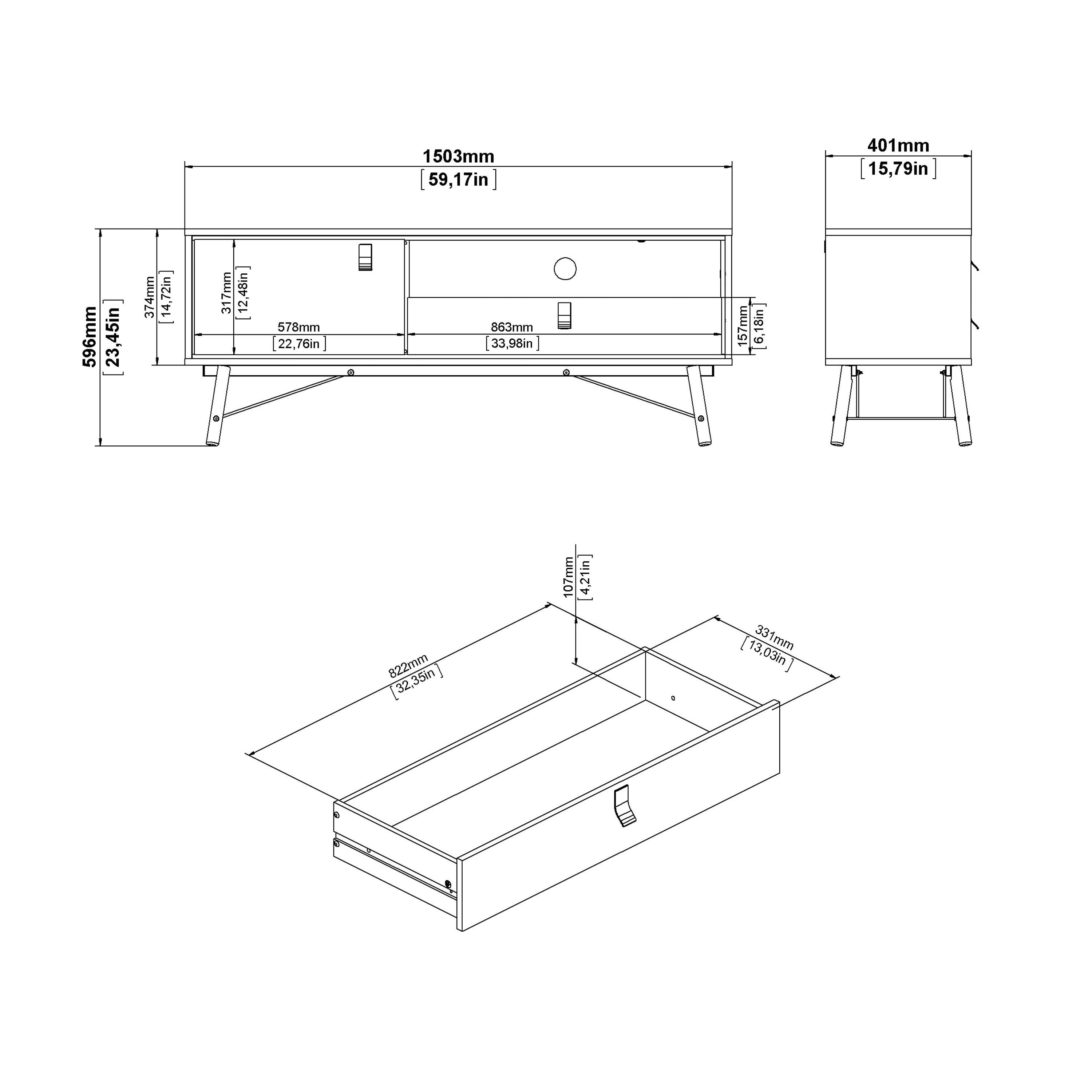 Ry TV Unit 1 Door 1 Drawer in Matt Black Walnut - image 11