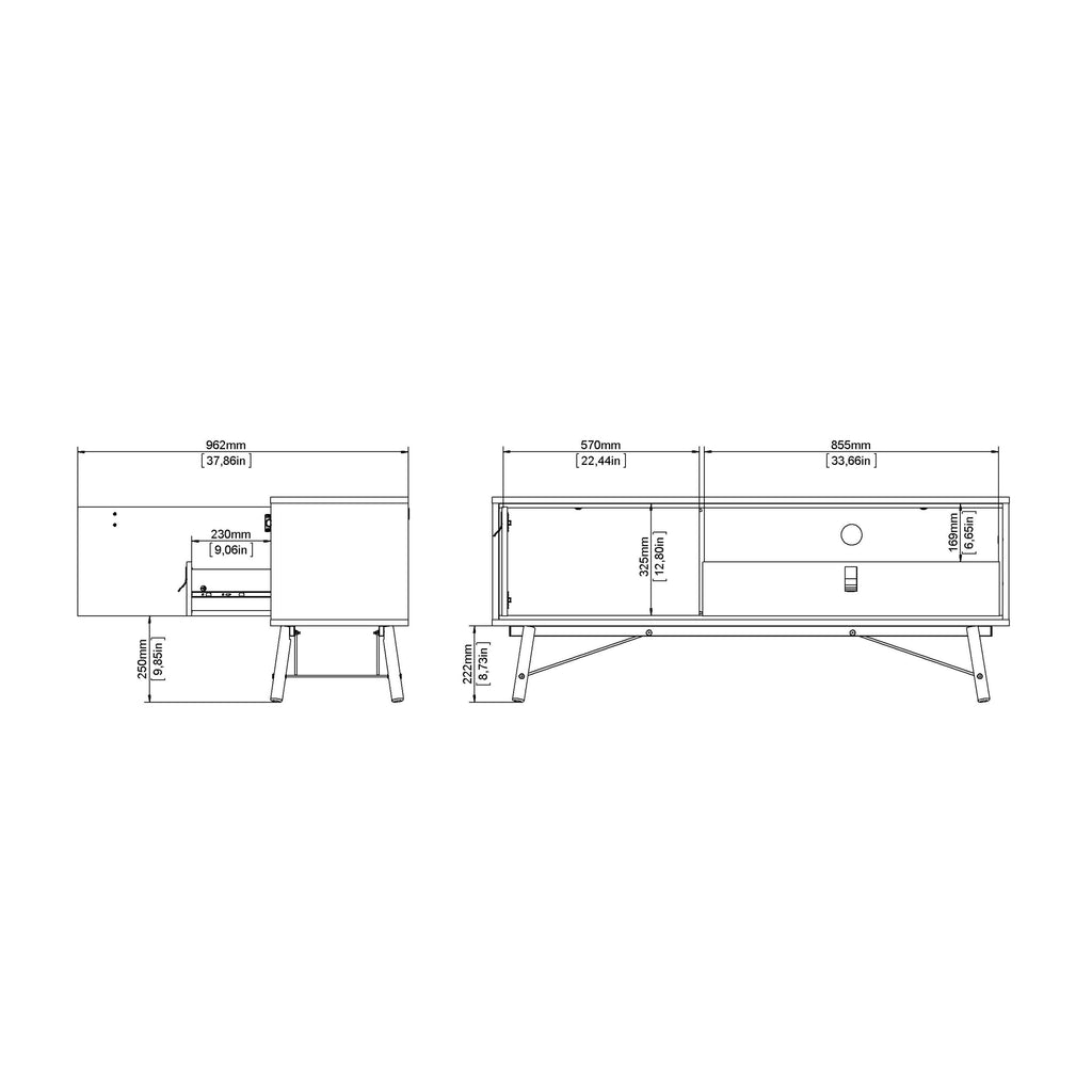 Ry TV Unit 1 Door 1 Drawer in Matt Black Walnut - image 12