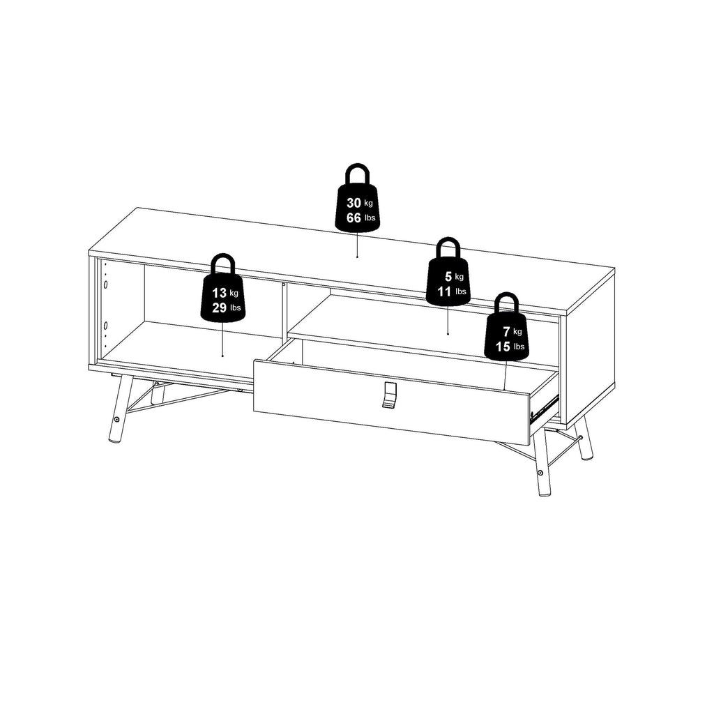 Ry TV Unit 1 Door 1 Drawer in Matt Black Walnut - image 13