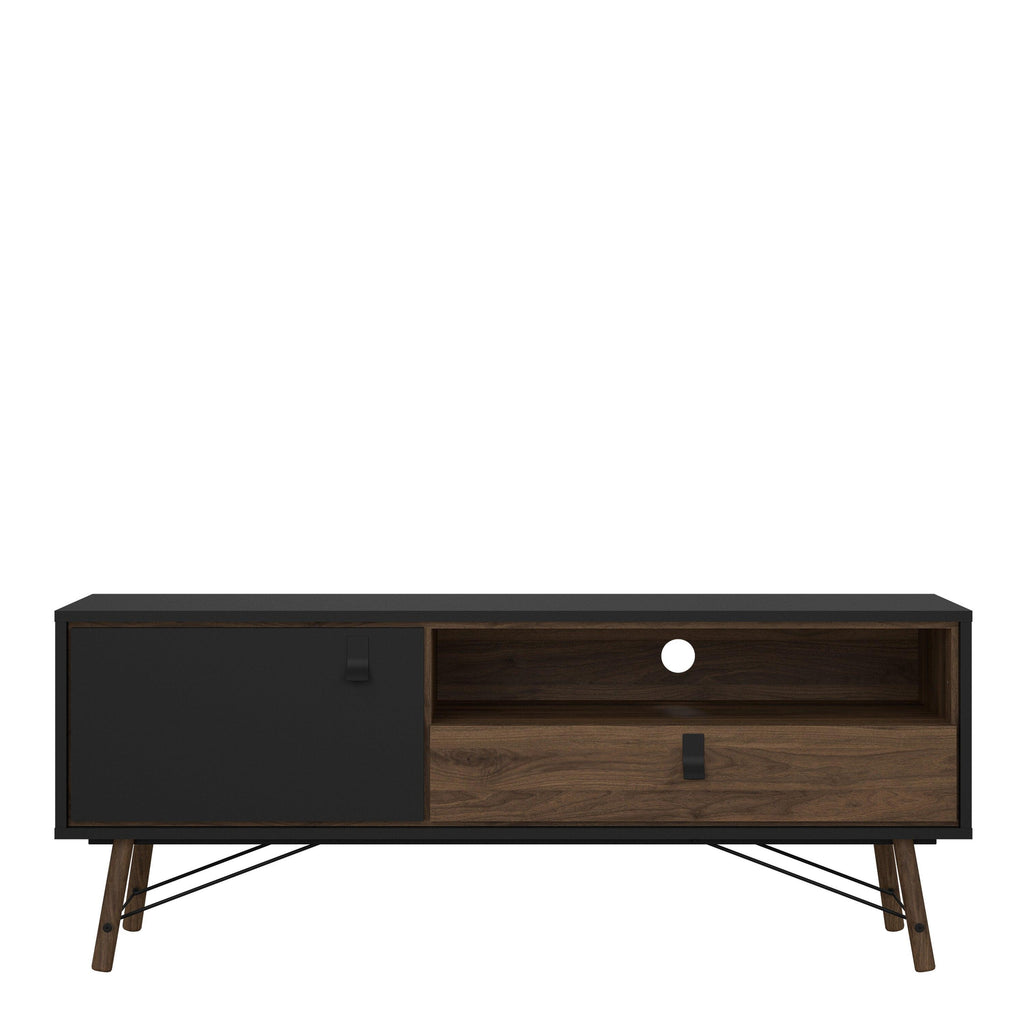 Ry TV Unit 1 Door 1 Drawer in Matt Black Walnut - image 2