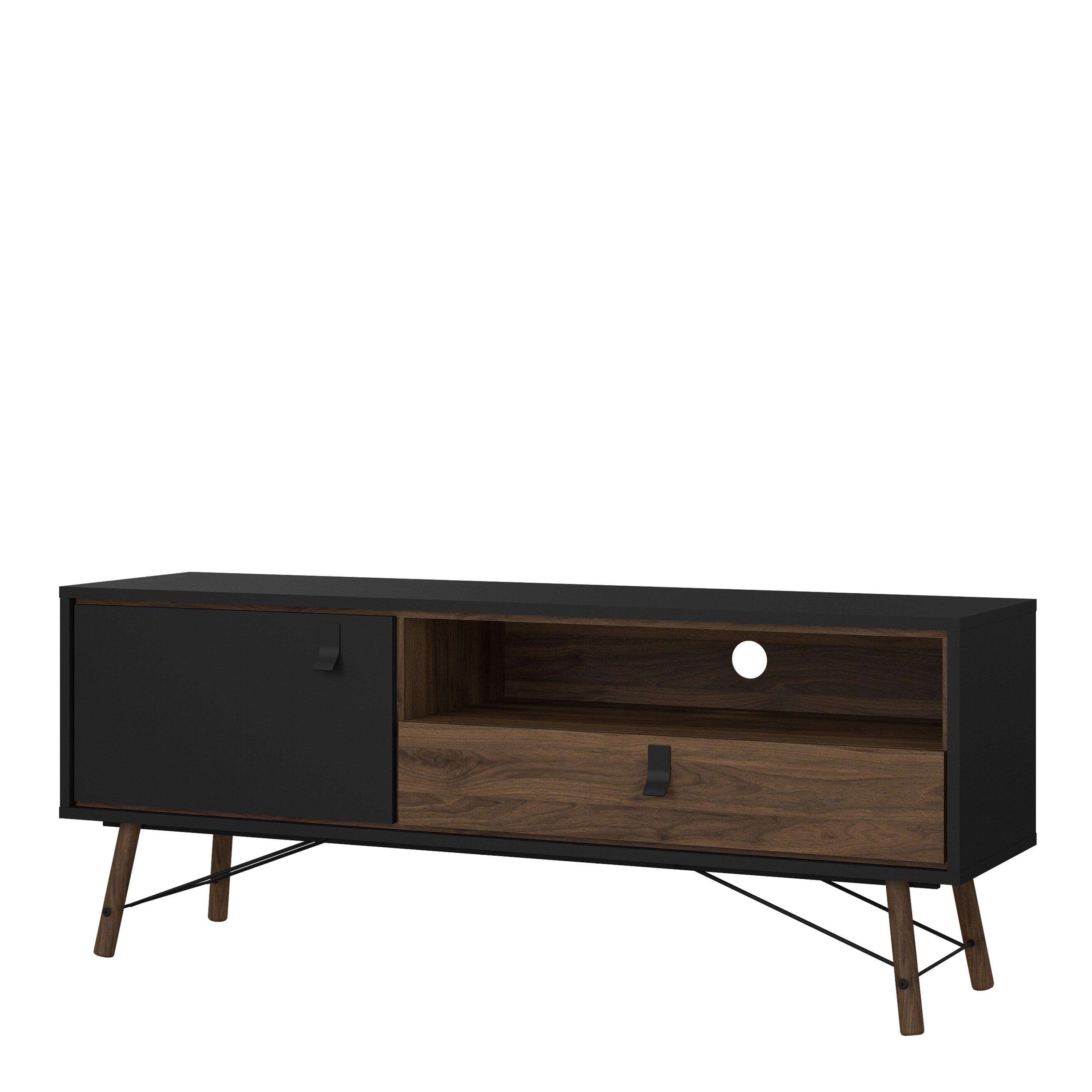 Ry TV Unit 1 Door 1 Drawer in Matt Black Walnut - image 3