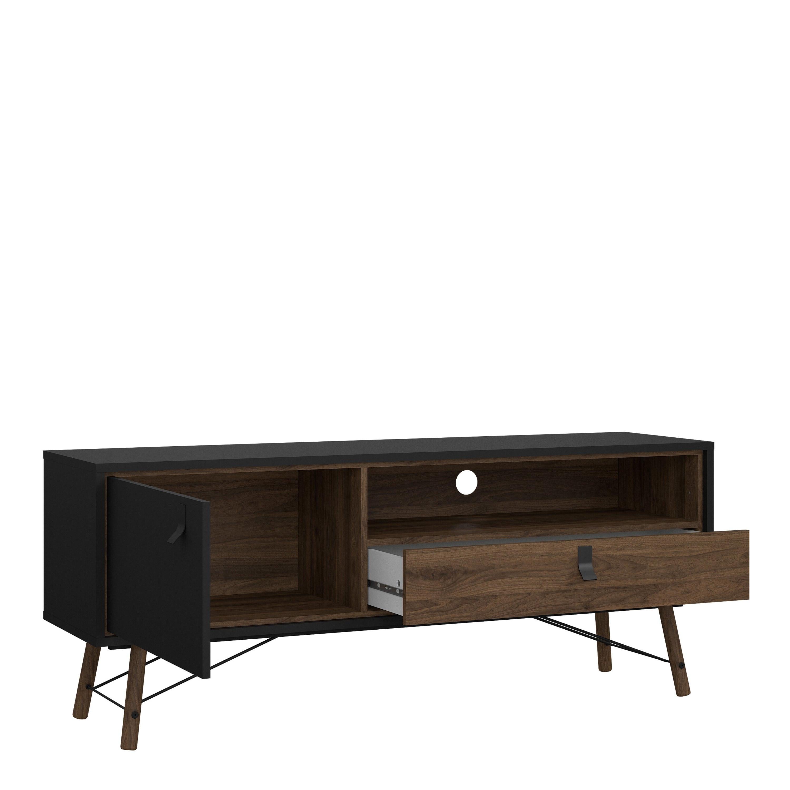 Ry TV Unit 1 Door 1 Drawer in Matt Black Walnut - image 5