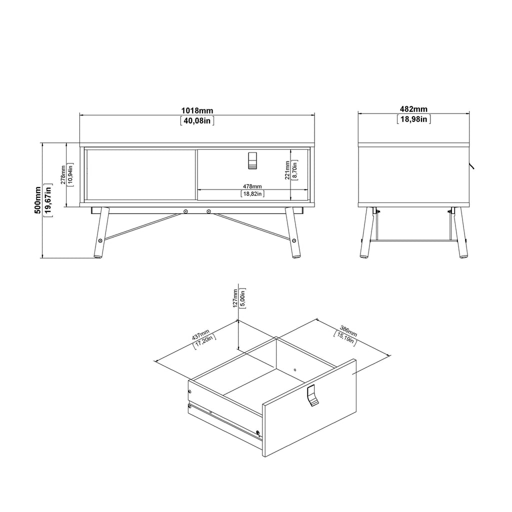 Ry Coffee Table with 1 Drawer in Matt White - image 11