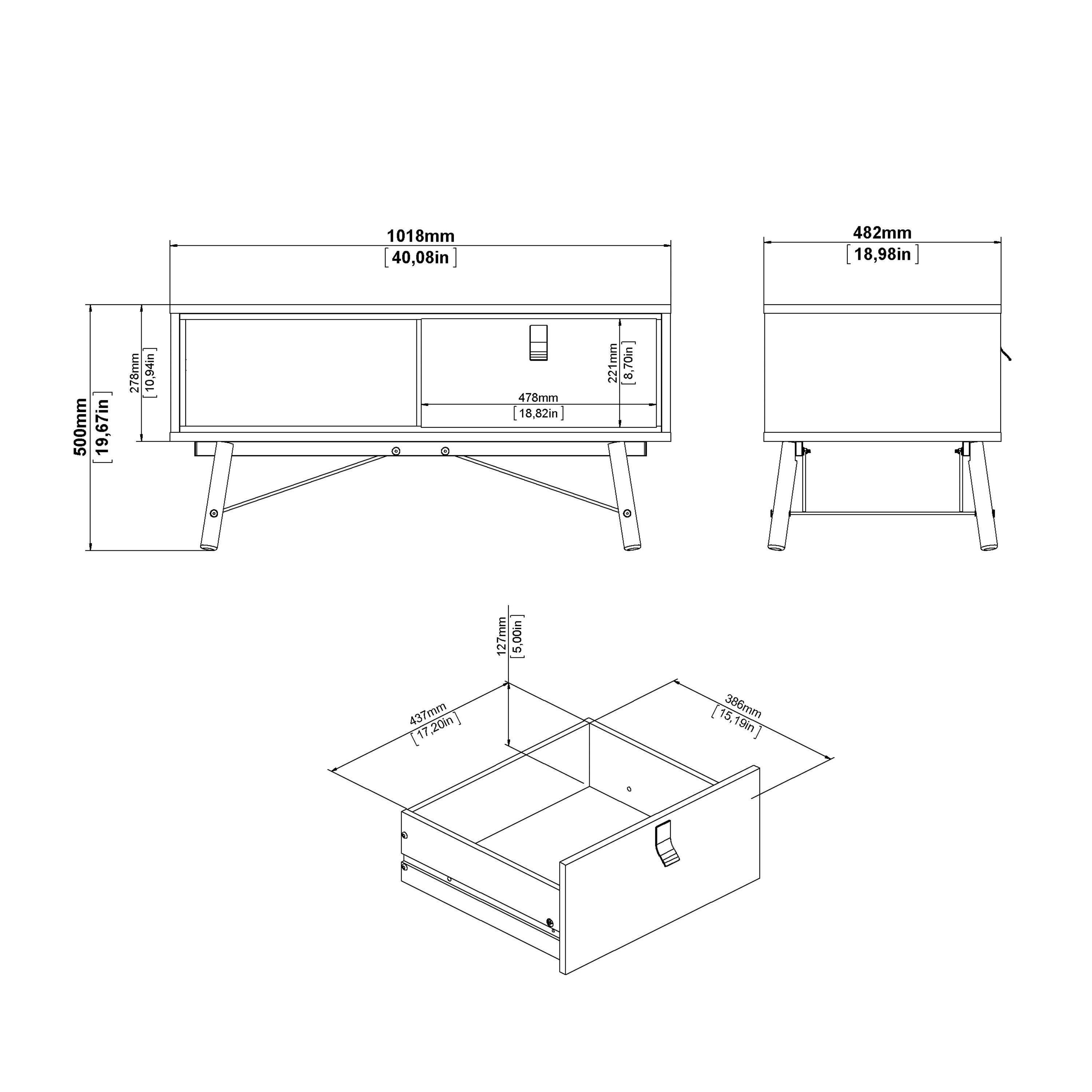 Ry Coffee Table with 1 Drawer in Matt White - image 11