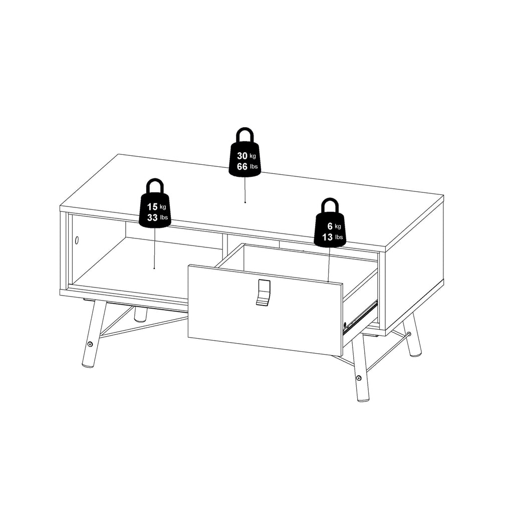 Ry Coffee Table with 1 Drawer in Matt White - image 13