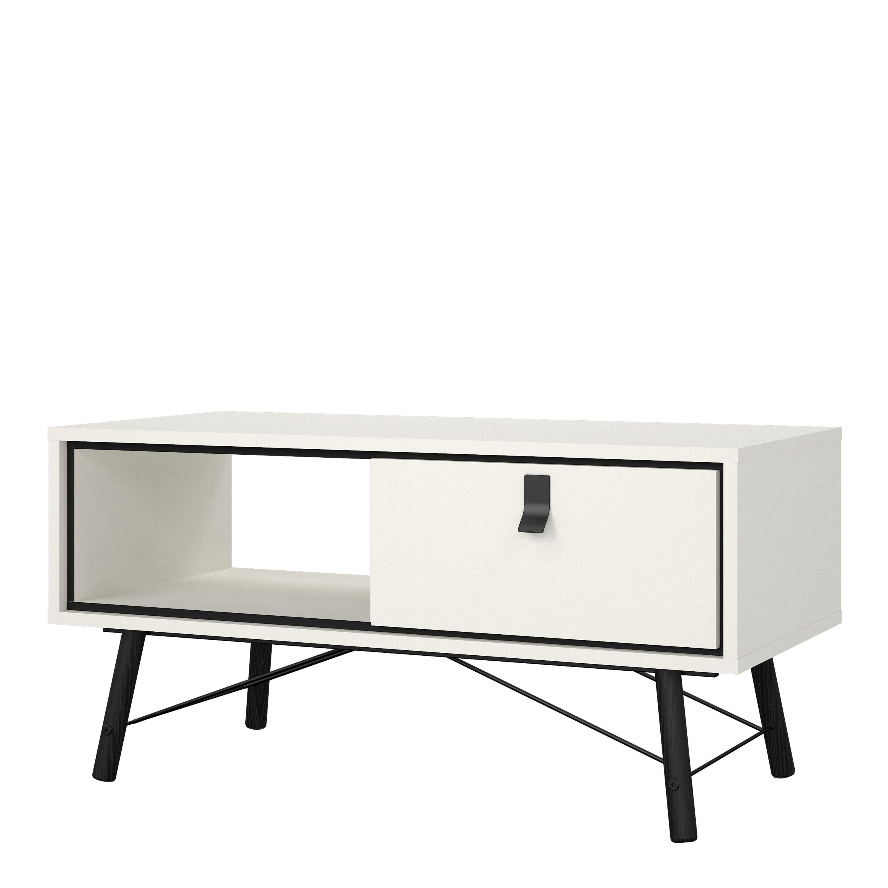 Ry Coffee Table with 1 Drawer in Matt White - image 3