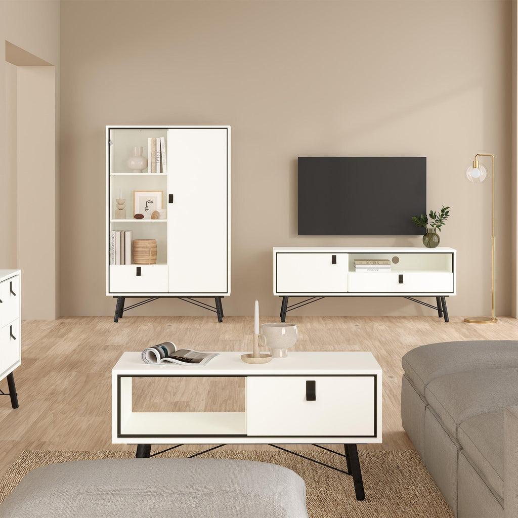 Ry Coffee Table with 1 Drawer in Matt White - image 6