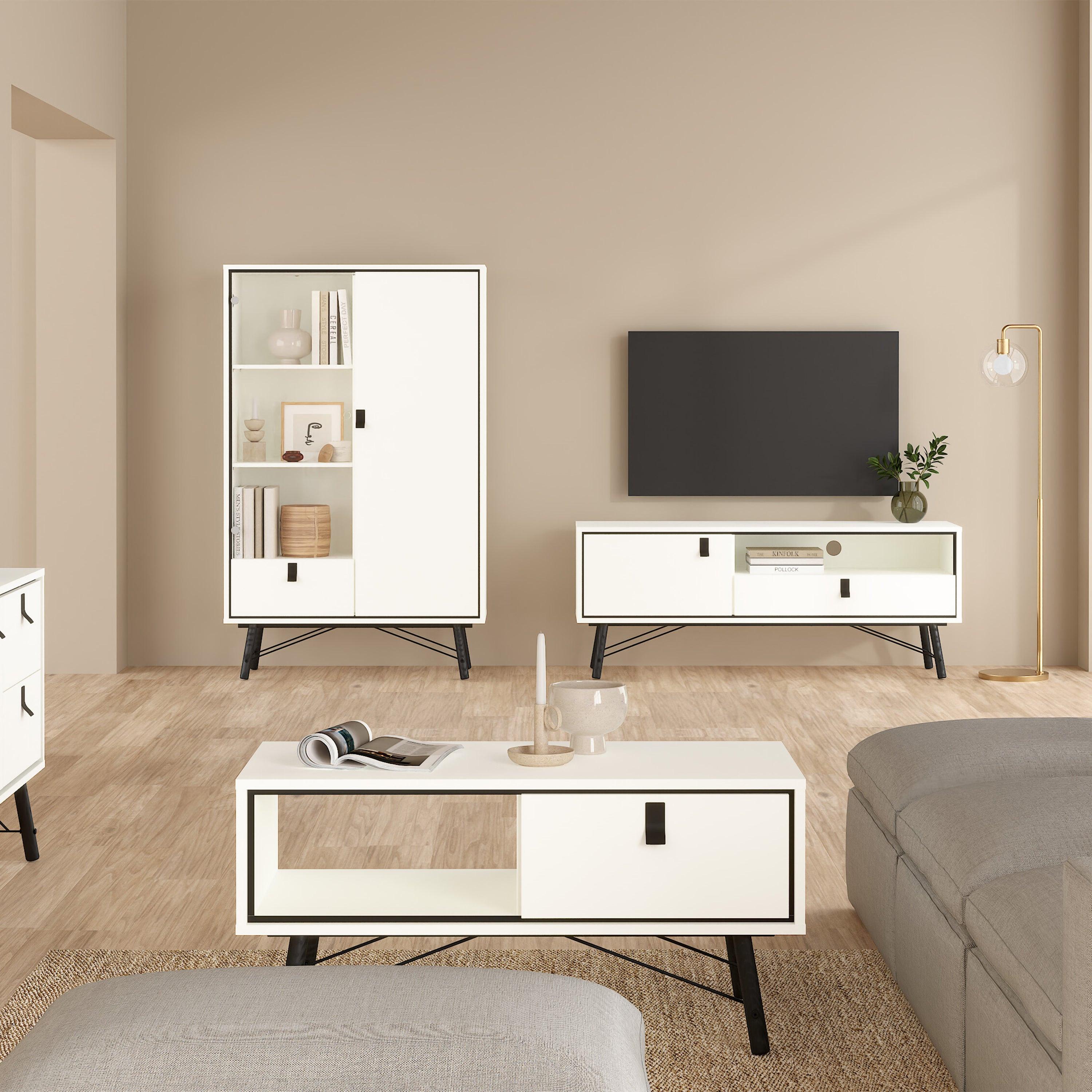 Ry Coffee Table with 1 Drawer in Matt White - image 6