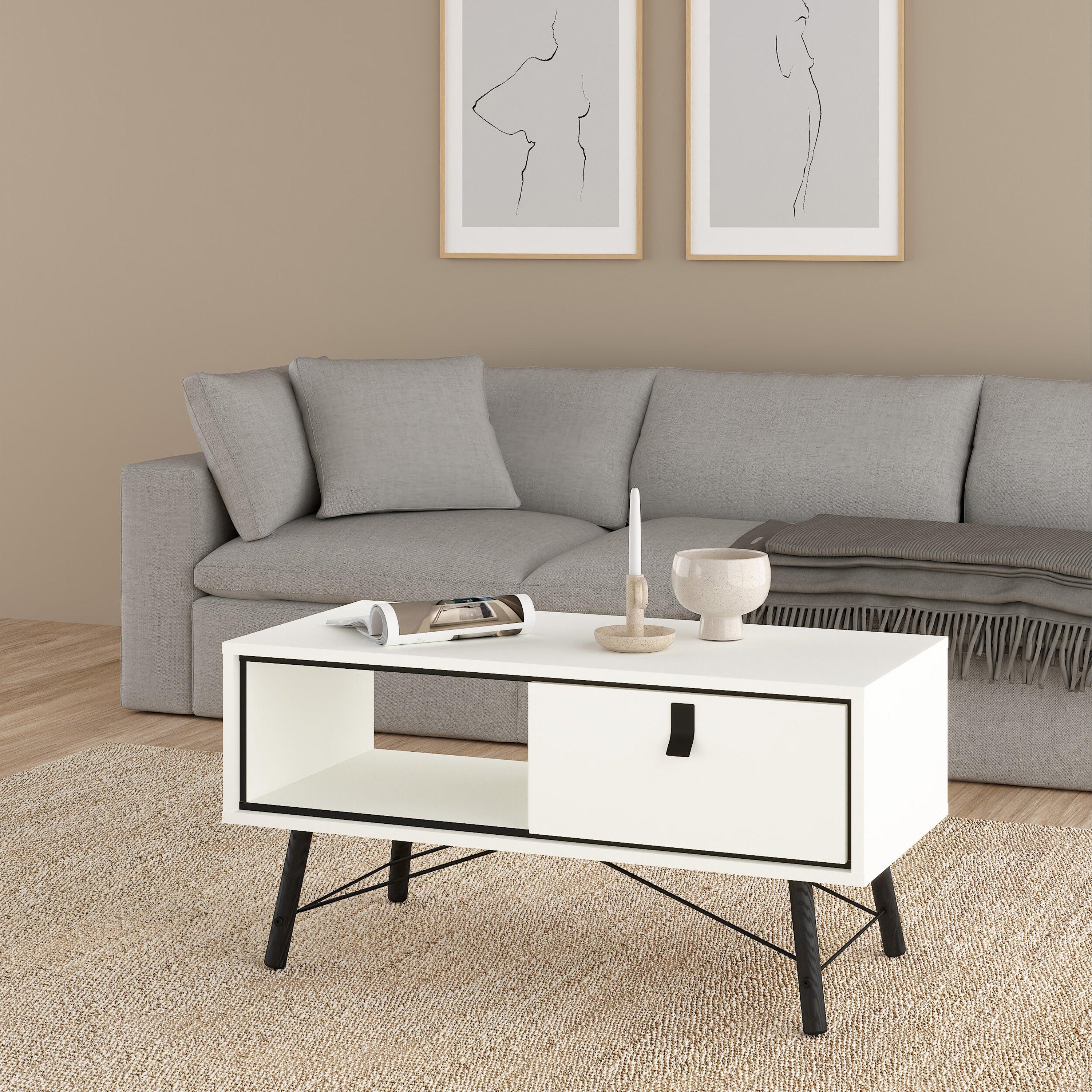 Ry Coffee Table with 1 Drawer in Matt White - image 7