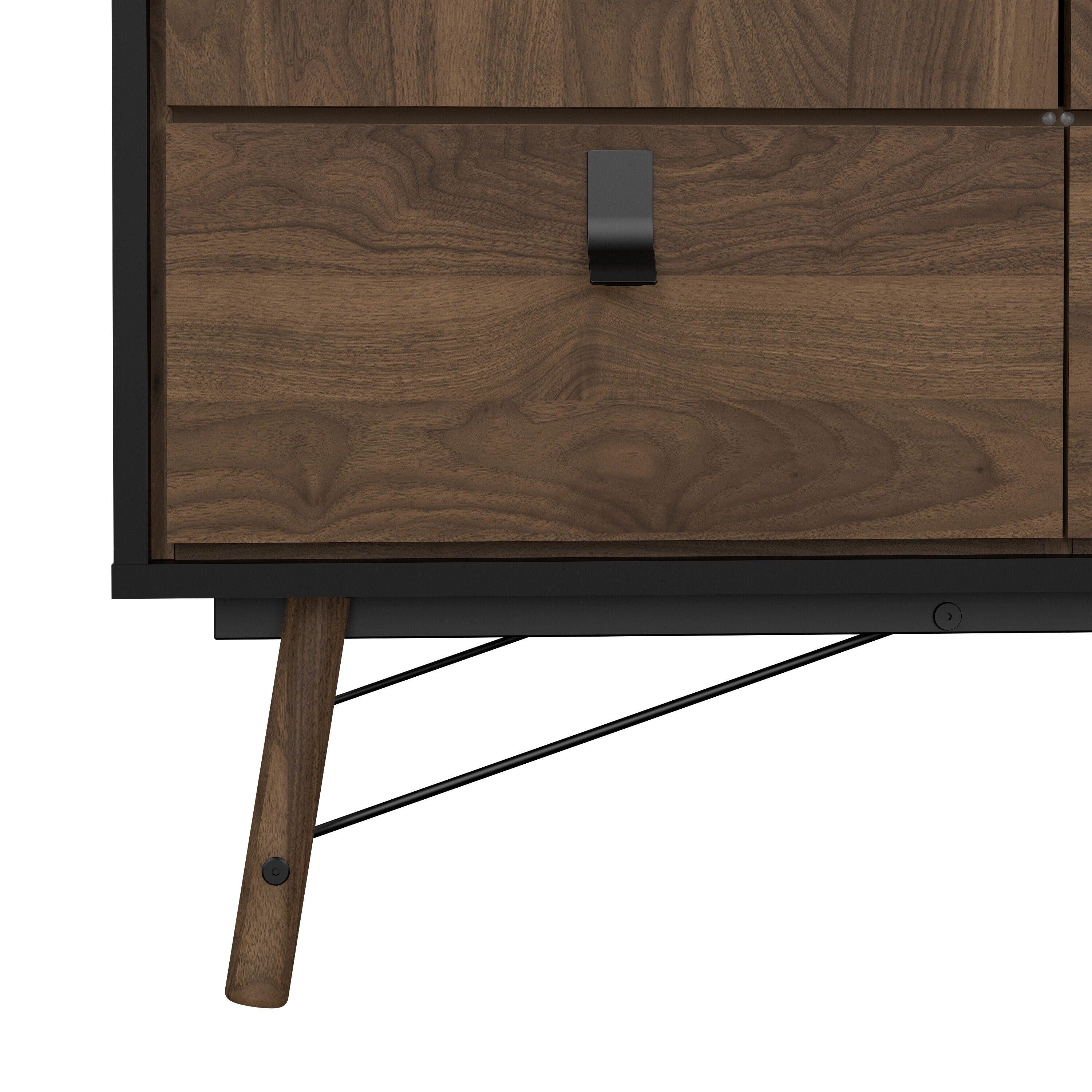 Ry Wardrobe 3 Doors 3 Drawers in Matt Black Walnut - image 9