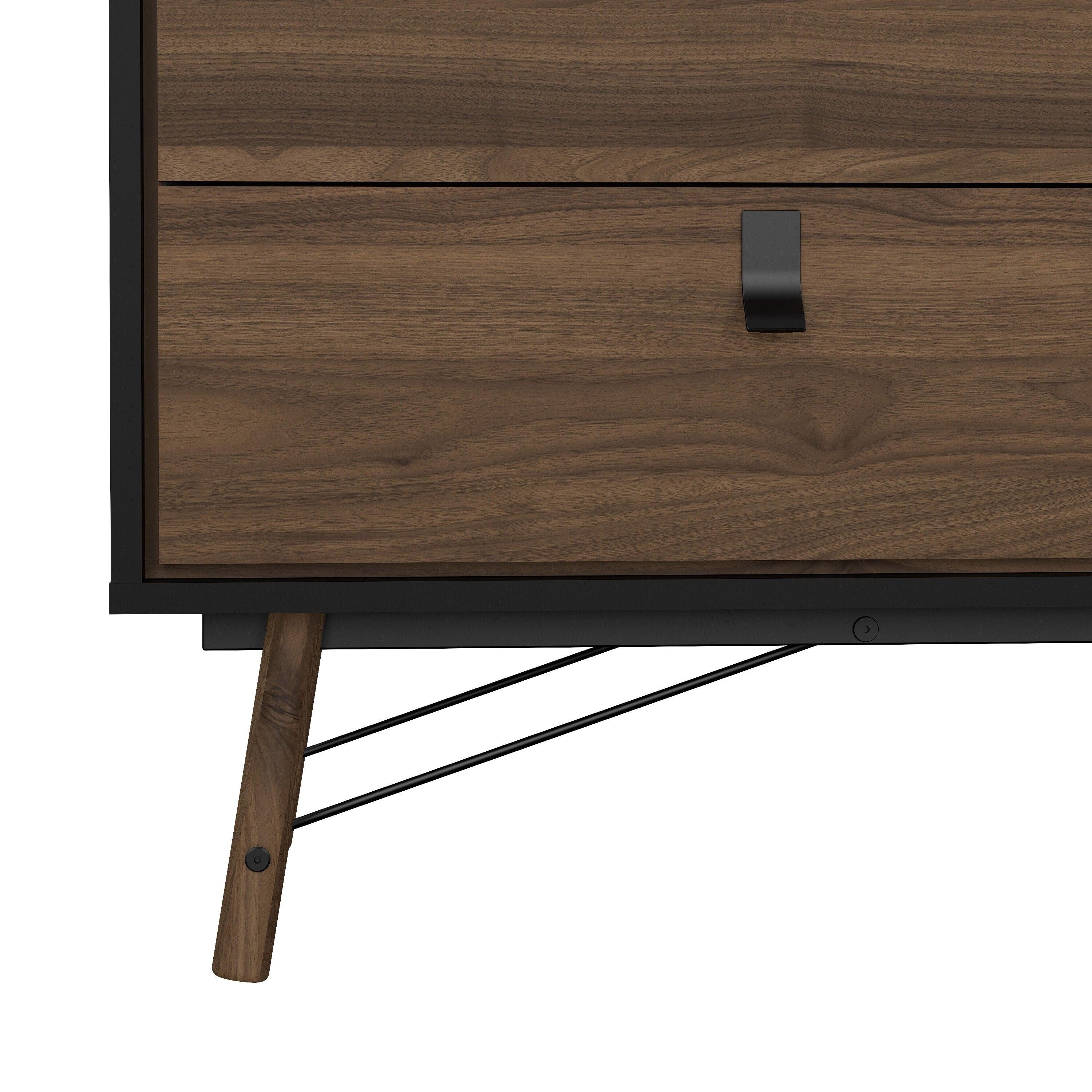 Ry Wide Double Chest of Drawers 6 Drawers in Matt Black Walnut - image 10