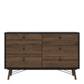 Ry Wide Double Chest of Drawers 6 Drawers in Matt Black Walnut - image 2