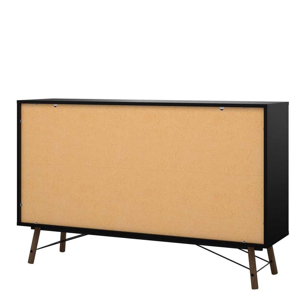 Ry Wide Double Chest of Drawers 6 Drawers in Matt Black Walnut - image 4