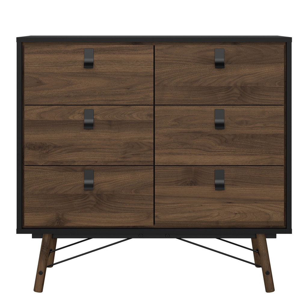 Ry Double Chest of Drawers 6 Drawers in Matt Black Walnut - image 2