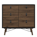Ry Double Chest of Drawers 6 Drawers in Matt Black Walnut - image 2