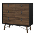 Ry Double Chest of Drawers 6 Drawers in Matt Black Walnut - image 3