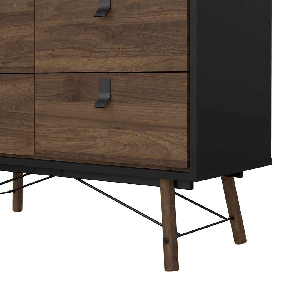 Ry Double Chest of Drawers 6 Drawers in Matt Black Walnut - image 8