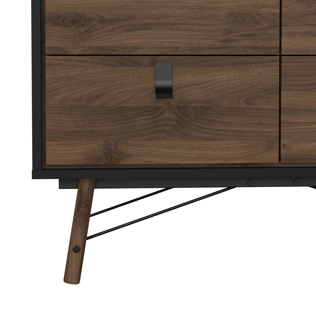 Ry Double Chest of Drawers 6 Drawers in Matt Black Walnut - image 9