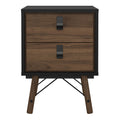 Ry Bedside Cabinet 2 Drawer in Matt Black Walnut - image 2