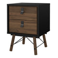Ry Bedside Cabinet 2 Drawer in Matt Black Walnut - image 3
