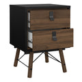 Ry Bedside Cabinet 2 Drawer in Matt Black Walnut - image 5