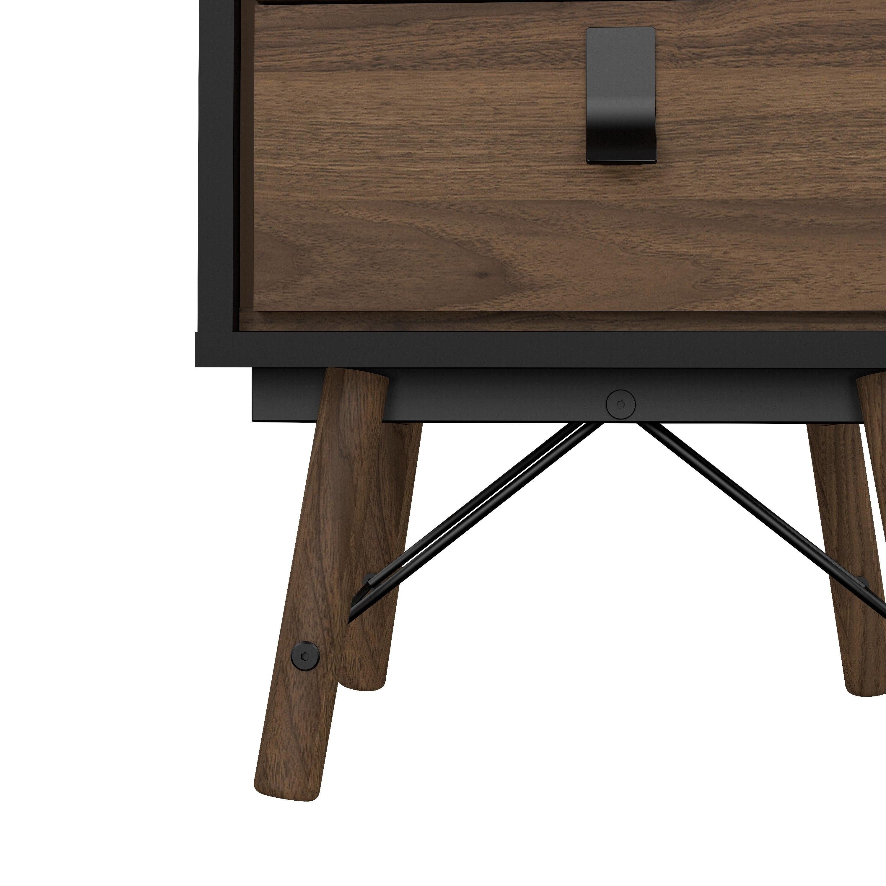 Ry Bedside Cabinet 2 Drawer in Matt Black Walnut - image 9