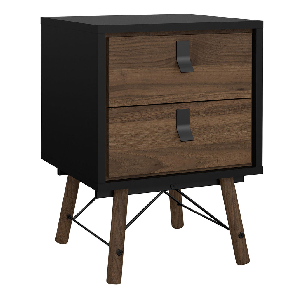 Ry Package - Wardrobe 3 Doors + 3 Drawers + Double chest 6 Drawers + Bedside Cabinet 2 Drawers in Matt Black Walnut - image 2