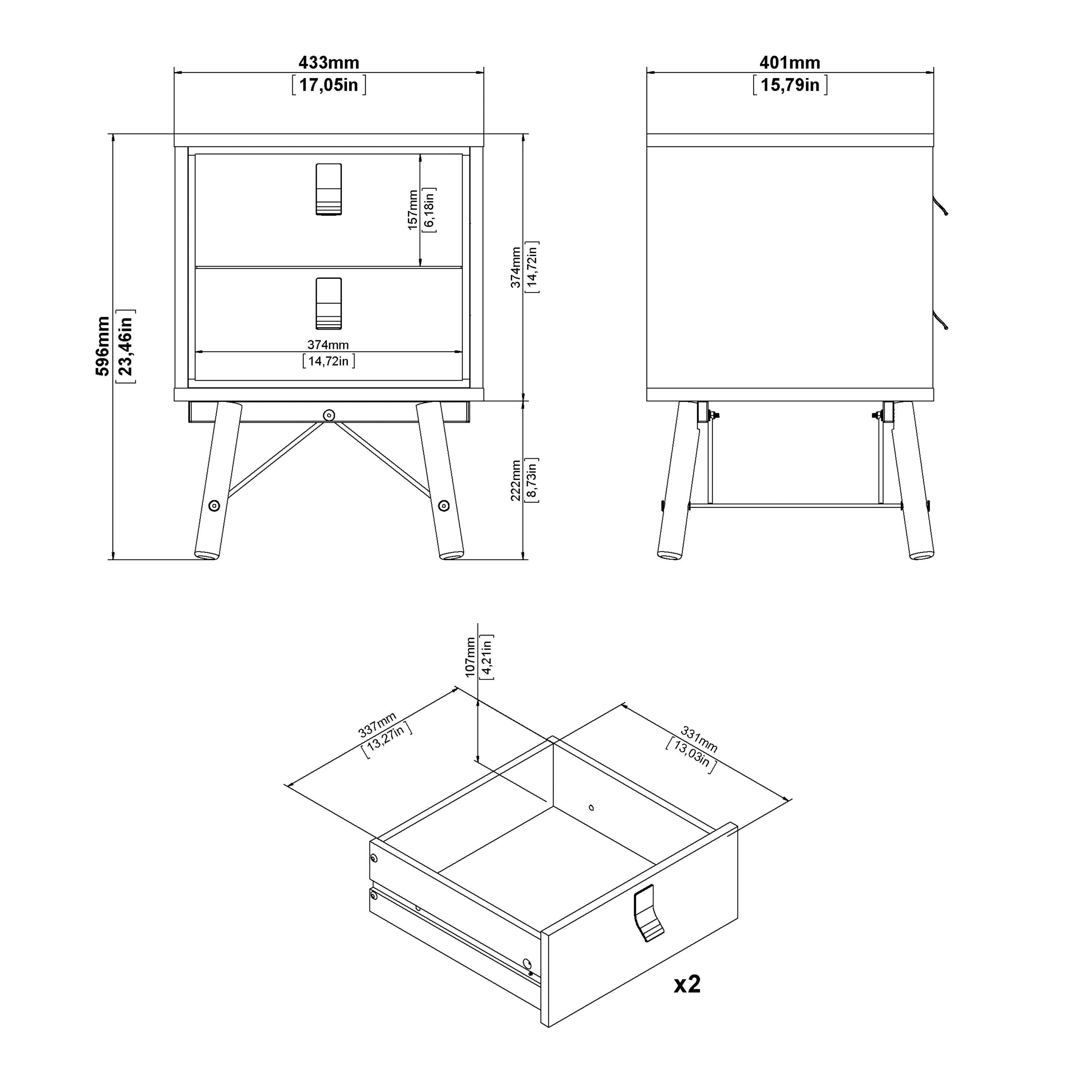Ry Package - Wardrobe 3 Doors + 3 Drawers + Double chest 6 Drawers + Bedside Cabinet 2 Drawers in Matt Black Walnut - image 5