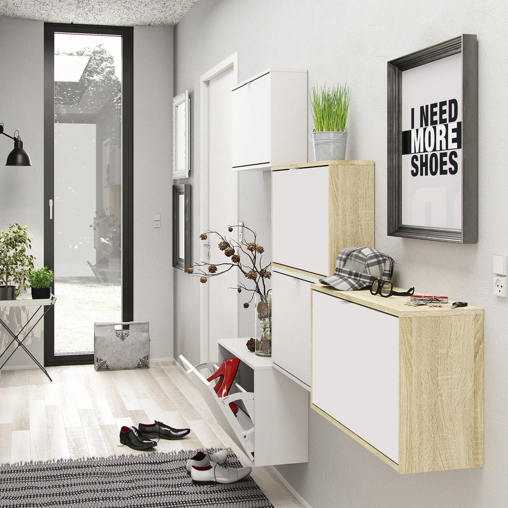 Shoes Shoe Cabinet 2 Flip Down Doors and 1 layer in White - image 4