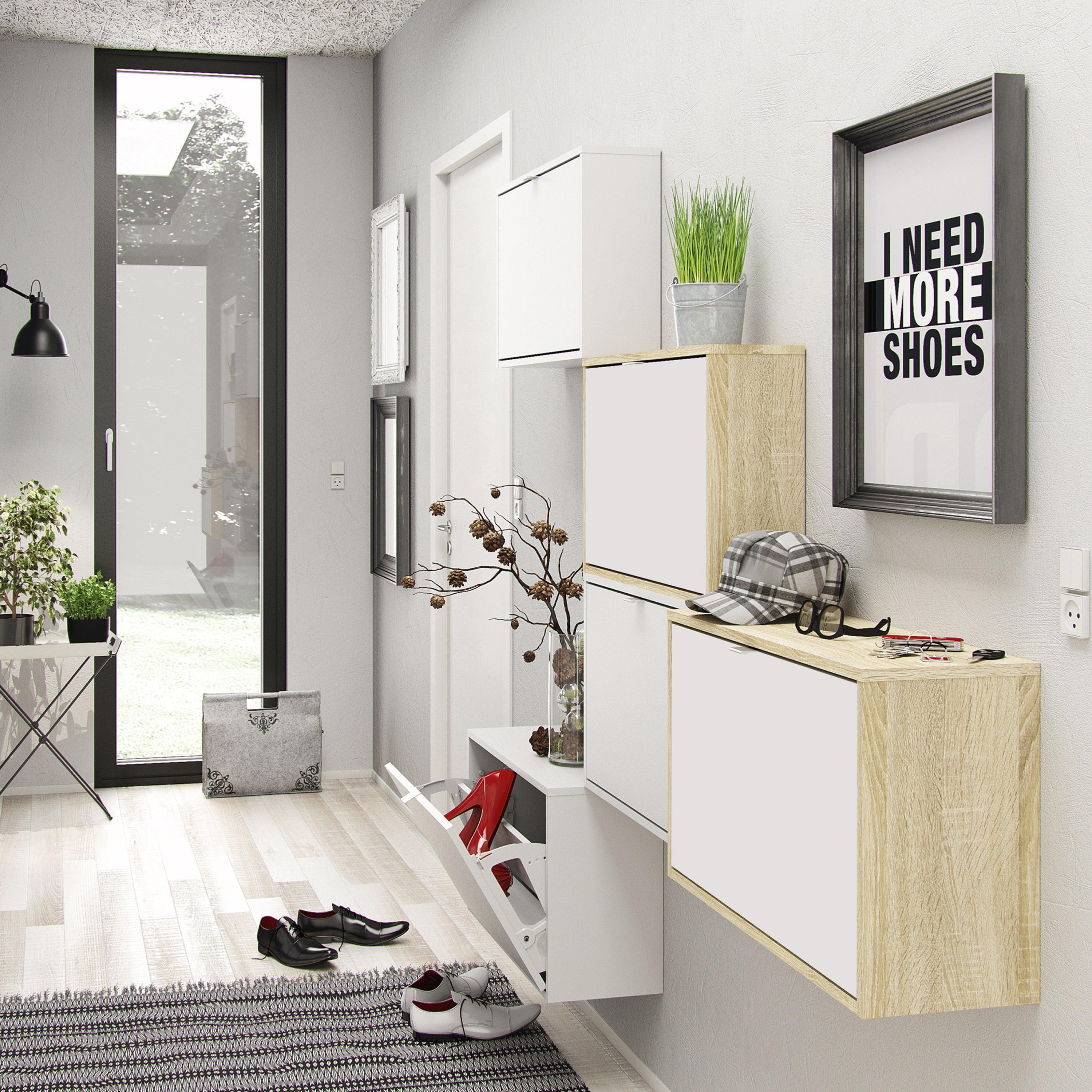 Shoes Shoe Cabinet 2 Flip Down Doors and 1 layer in White - image 4