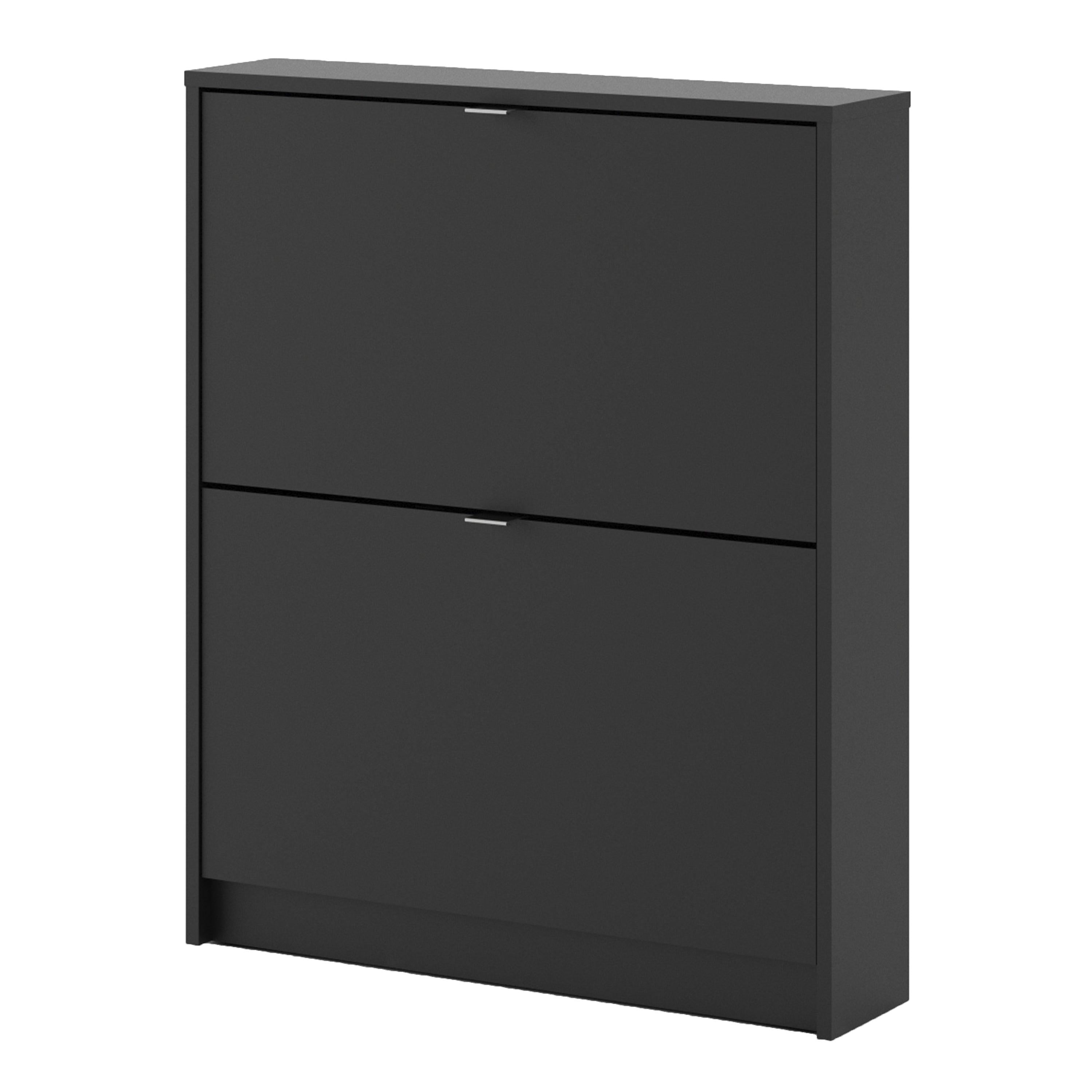 Shoes Shoe Cabinet 2 Flip Down Doors and 1 layer in Matt Black - image 3