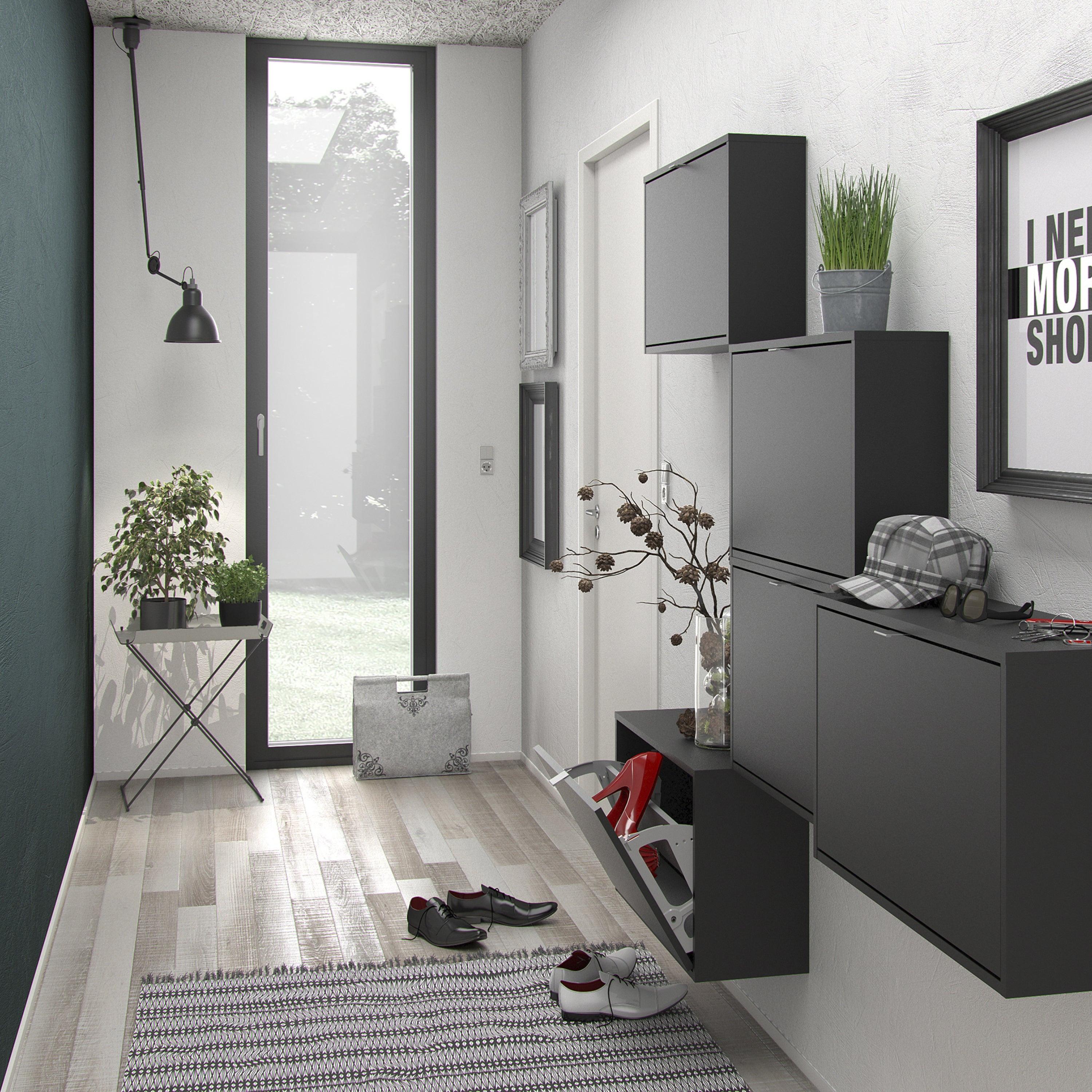 Shoes Shoe Cabinet 2 Flip Down Doors and 1 layer in Matt Black - image 5