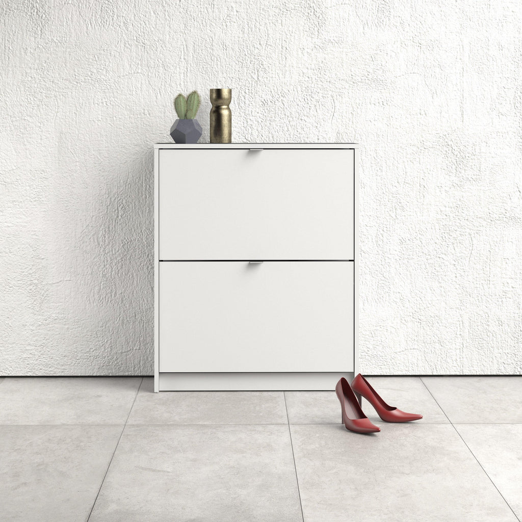 Shoes Shoe Cabinet 2 Flip Down Doors and 2 layers in White - image 5