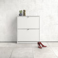 Shoes Shoe Cabinet 2 Flip Down Doors and 2 layers in White - image 5