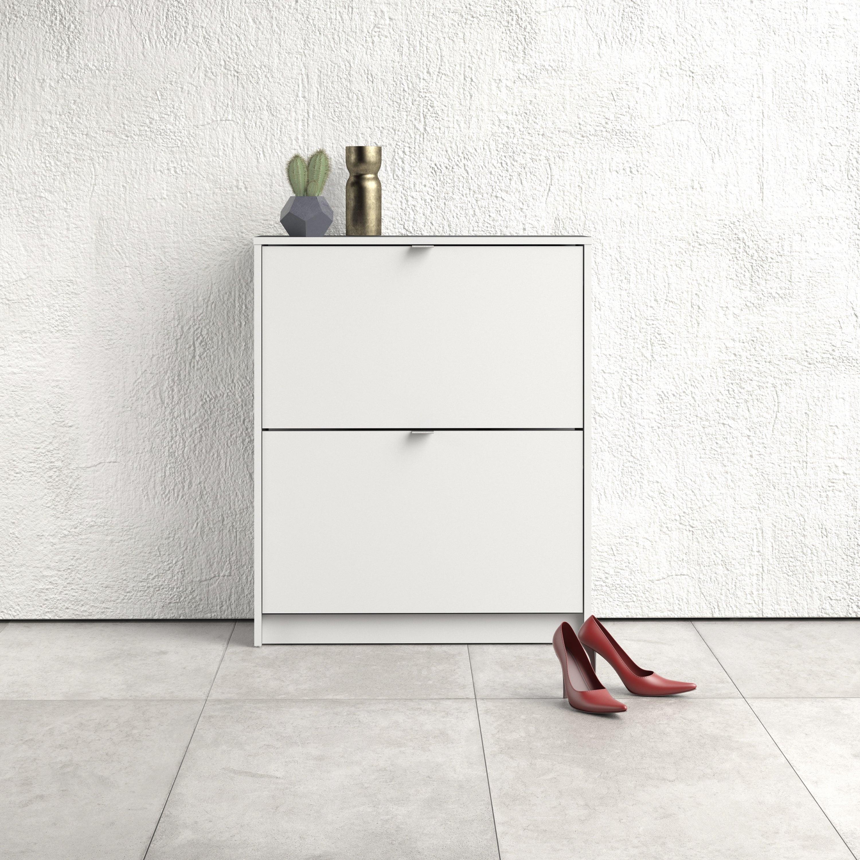 Shoes Shoe Cabinet 2 Flip Down Doors and 2 layers in White - image 5