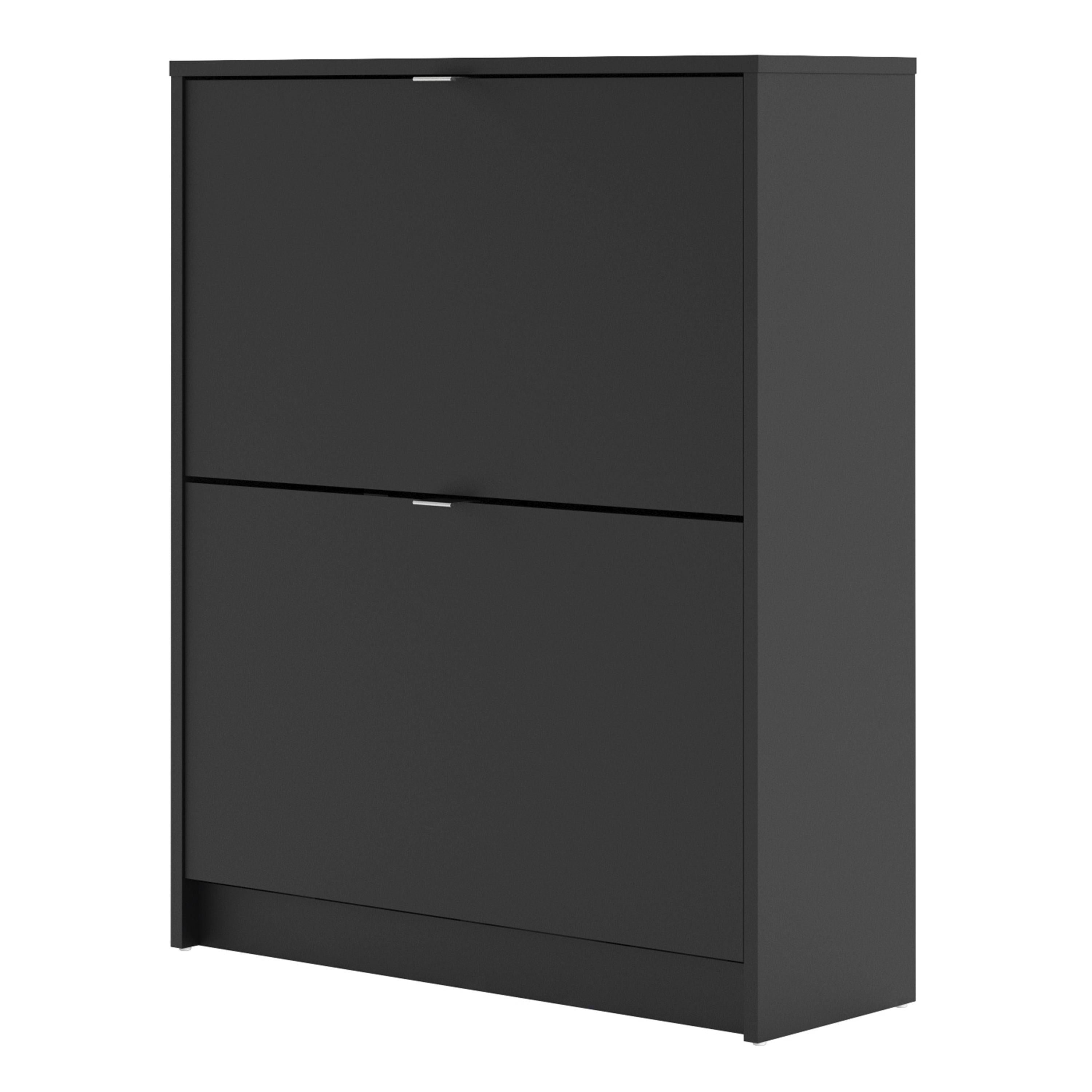 Shoes Shoe Cabinet 2 Flip Down Doors and 2 layers in Matt Black - image 3