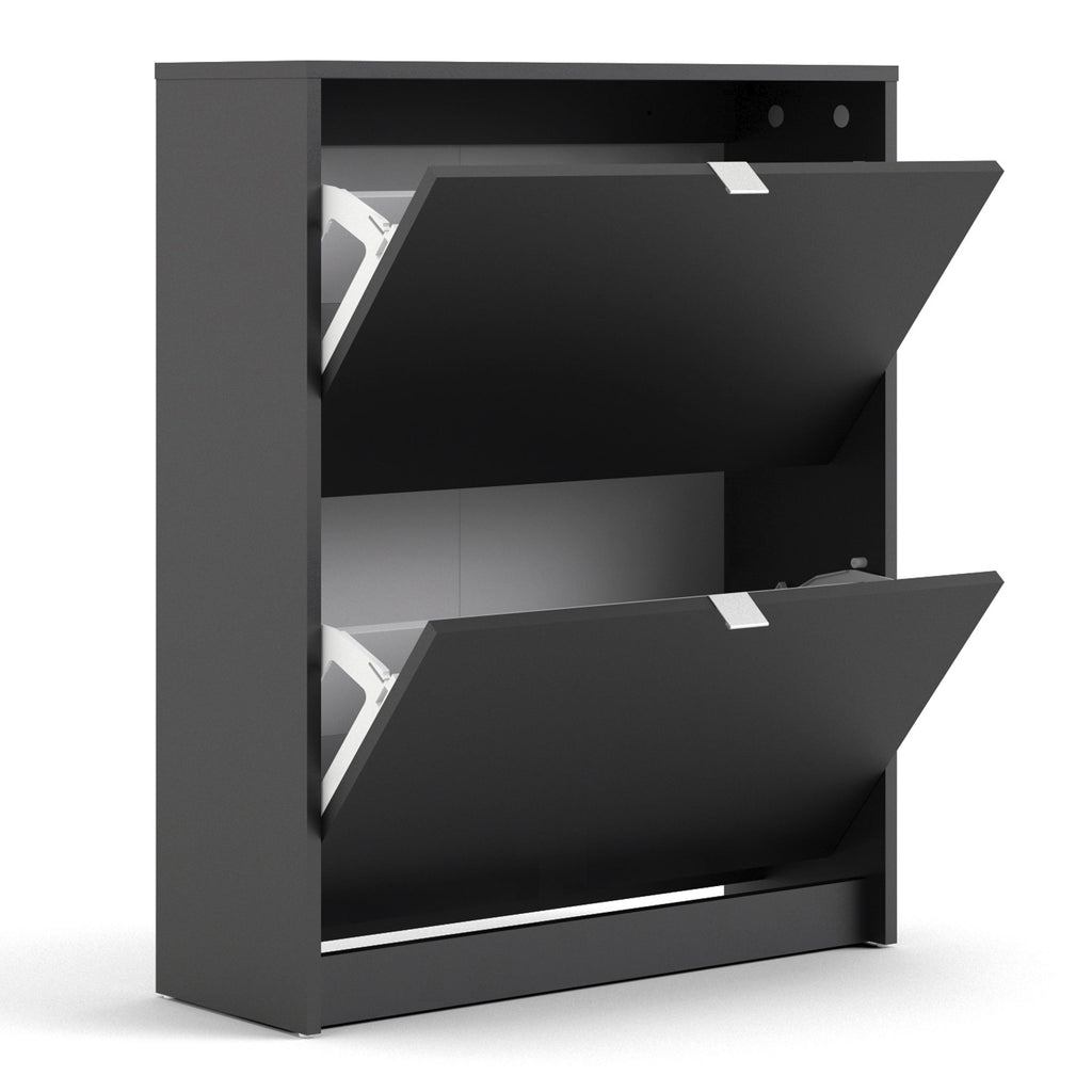 Shoes Shoe Cabinet 2 Flip Down Doors and 2 layers in Matt Black - image 4