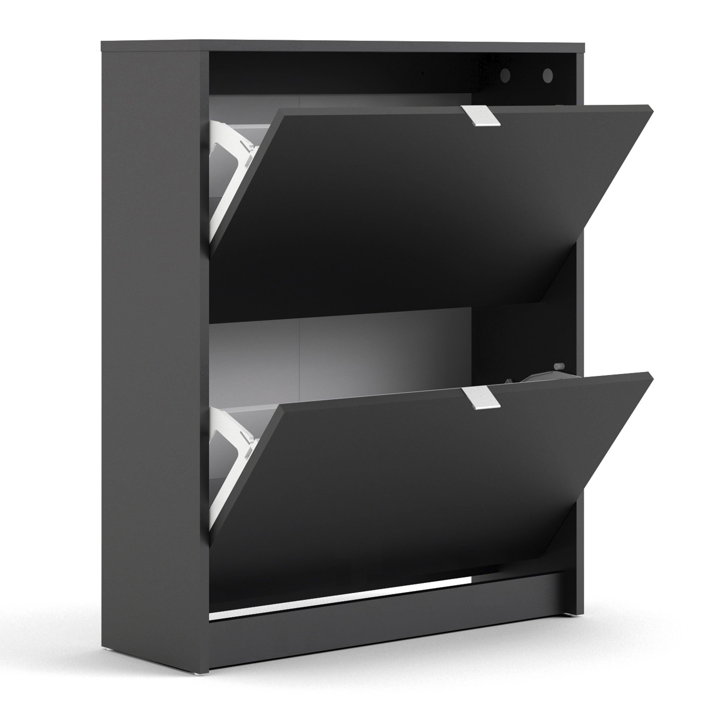 Shoes Shoe Cabinet 2 Flip Down Doors and 2 layers in Matt Black - image 4