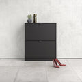Shoes Shoe Cabinet 2 Flip Down Doors and 2 layers in Matt Black - image 5